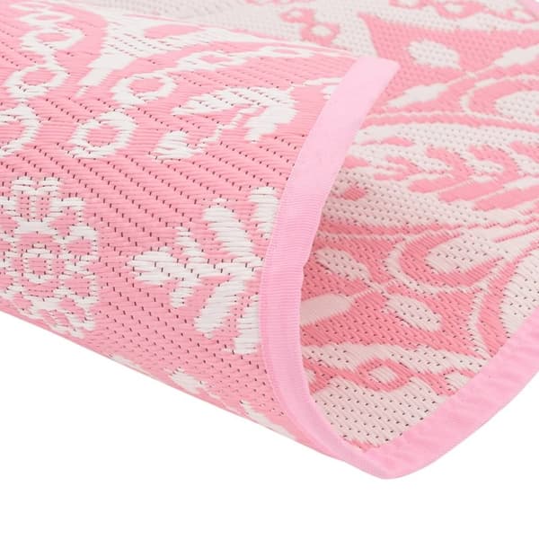 vidaXL Utomhusmatta rosa Ø120 cm PP
