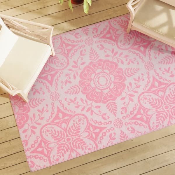 vidaXL udendørs gulvtæppe 140x200 cm PP lyserød
