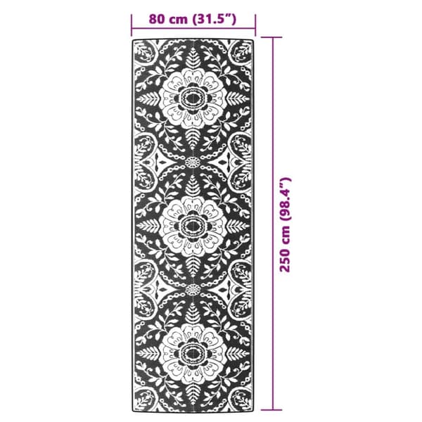 vidaXL udendørs gulvtæppe 80x250 cm PP lyserød