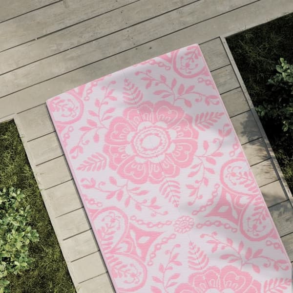 vidaXL udendørs gulvtæppe 80x250 cm PP lyserød