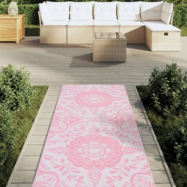 vidaXL udendørs gulvtæppe 80x250 cm PP lyserød