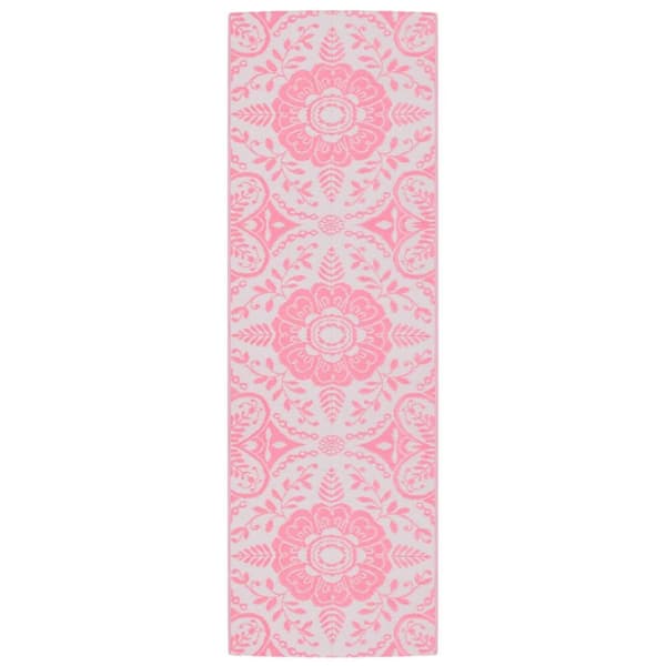 vidaXL udendørs gulvtæppe 80x250 cm PP lyserød