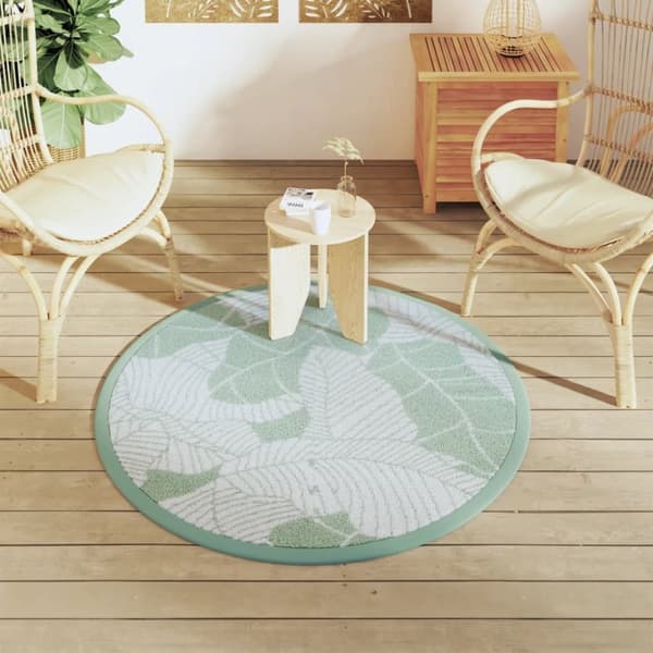 vidaXL Ulkomatto ARAKIL Vihreä Ø120 cm PP