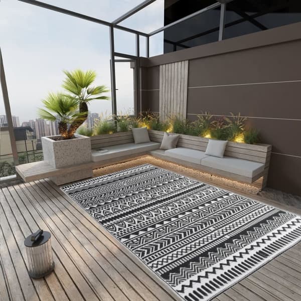 vidaXL udendørs gulvtæppe 190x290 cm PP sort -  Udendørstæpper