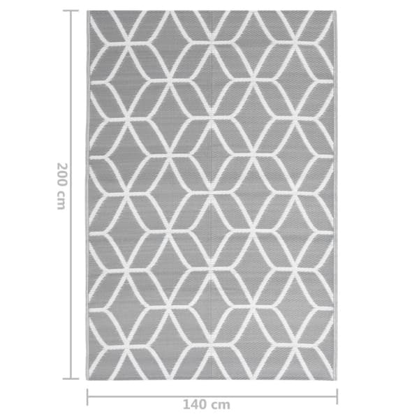 vidaXL udendørs gulvtæppe 140x200 cm PP grå -  Udendørstæpper