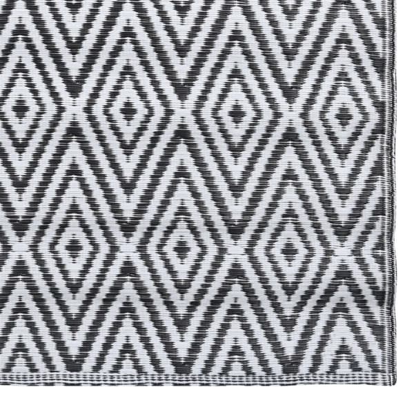 vidaXL udendørstæppe 160x230 cm PP hvid og sort -  Udendørstæpper