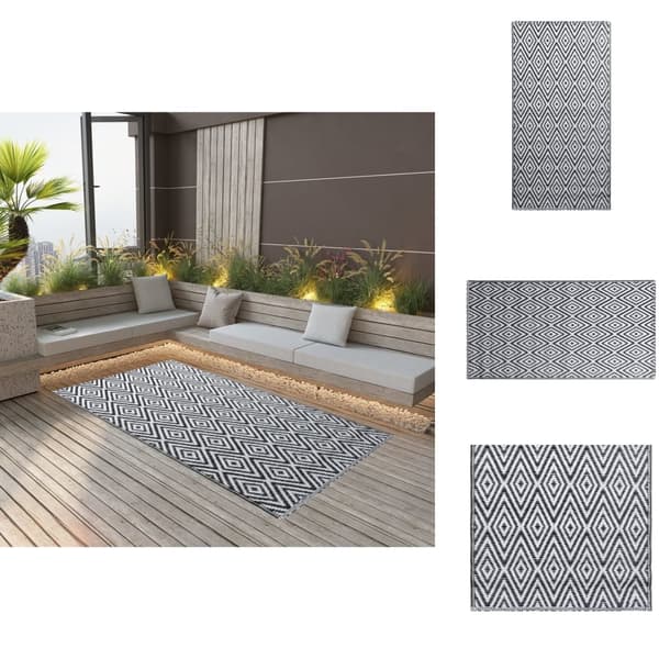 Udendørstæpper - Living udendørstæppe 160x230 cm PP hvid og sort