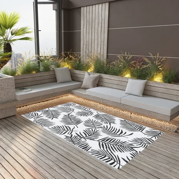 Utomhusmatta vit och svart 160x230 cm PP - Utomhusmatta - Utomhusmattor - Home & Living
