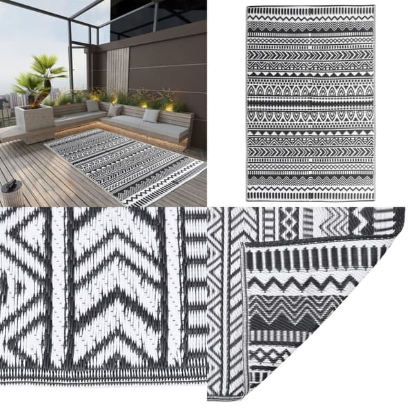Udendørs gulvtæppe 160x230 cm PP sort - Udendørs Gulvtæppe - Udendørs Gulvtæpper - Home & Living