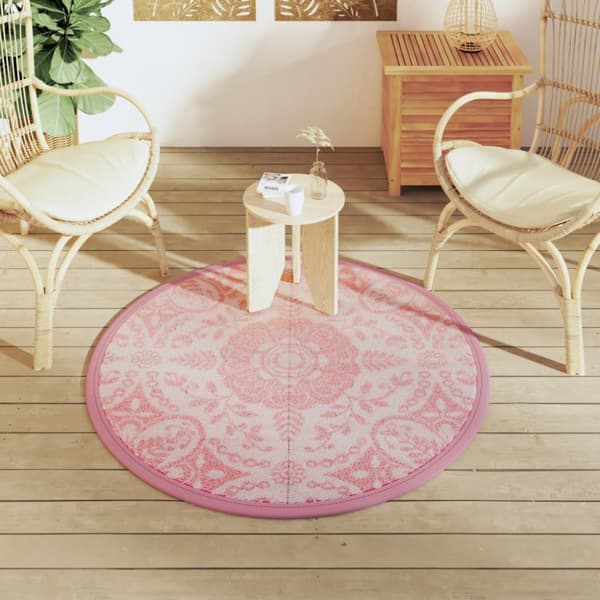 Utomhusmatta rosa Ø120 cm PP