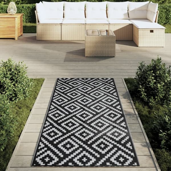 vidaXL Uteteppe ARAKIL hvit og svart 80x150 cm PP