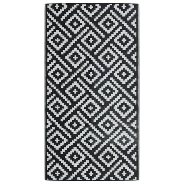 vidaXL udendørstæppe 80x150 cm PP hvid og sort
