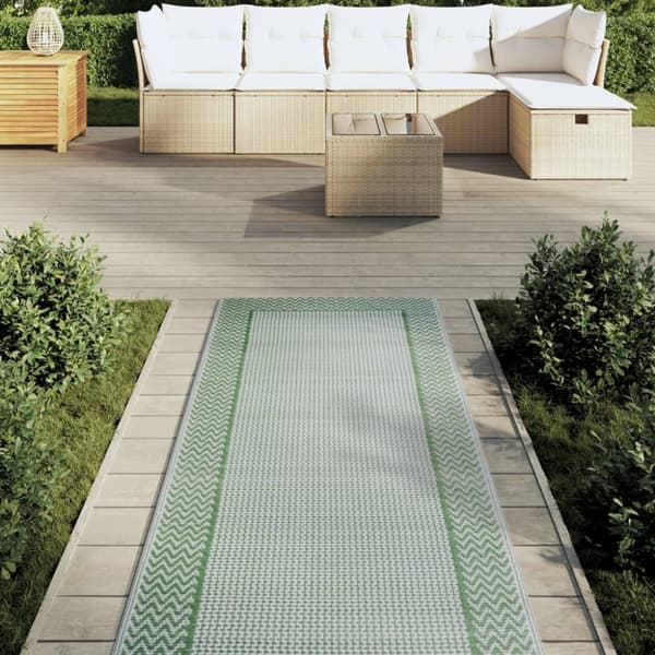 vidaXL udendørs gulvtæppe 80x250 cm PP grøn