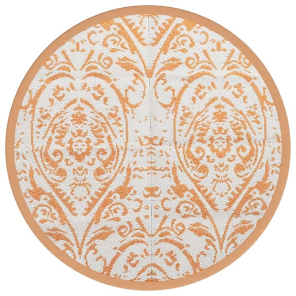 vidaXL Utomhusmatta ARAKIL orange och vit Ø120 cm PP