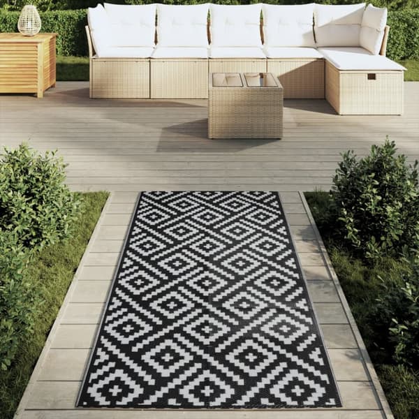 Utomhusmatta vit och svart 80x150 cm PP