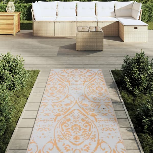 Utomhusmatta orange och vit 80x250 cm PP