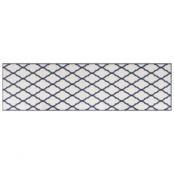 Trädgårdsmatta marinblå och vit 80x250 cm vändbar