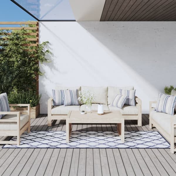 Trädgårdsmatta marinblå och vit 80x250 cm vändbar
