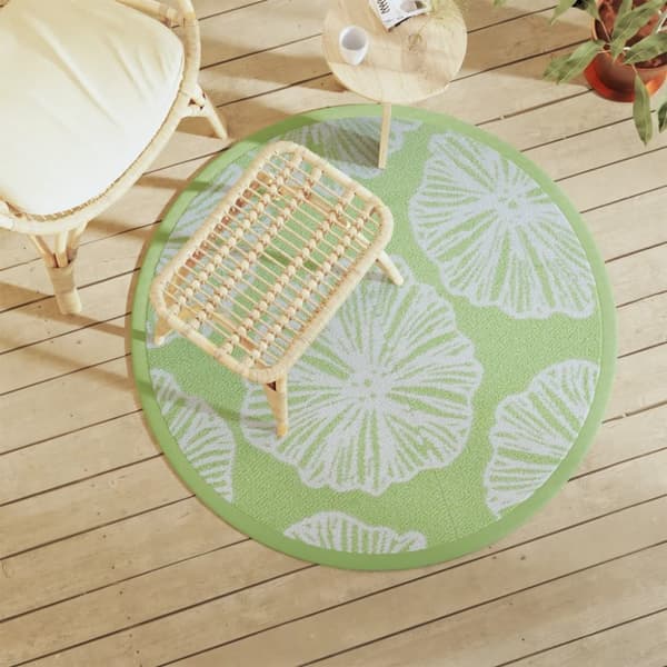 Utomhusmatta grön Ø120 cm PP