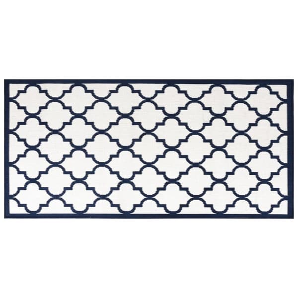 Trädgårdsmatta marinblå och vit 80x150 cm vändbar