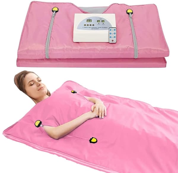 Bærbar Sauna Tæppe, Vandtæt, Justerbar Temperaturkontrol,Pink Farve, 220V EU Stik
