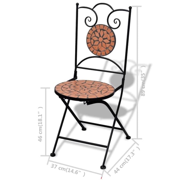 vidaXL Sammenleggbare bistrostoler 2 stk keramikk terrakotta