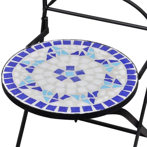 vidaXL foldbare bistrostole 2 stk. keramik blå og hvid