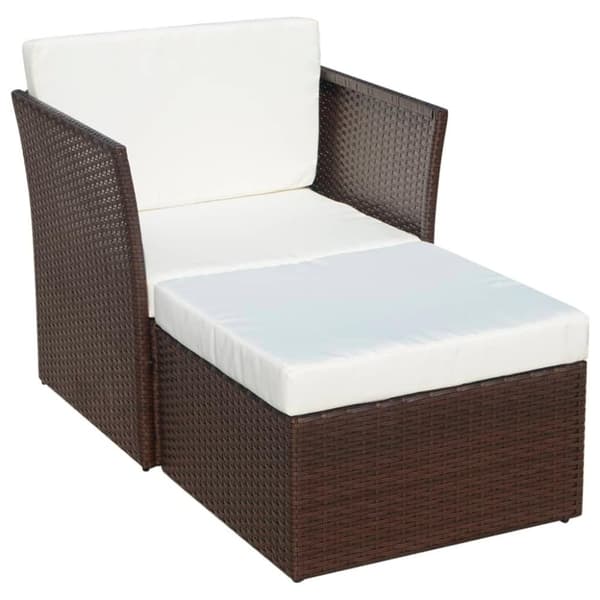 vidaXL havestol med fodskammel polyrattan brun