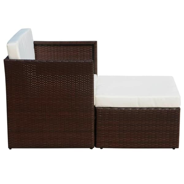 vidaXL havestol med fodskammel polyrattan brun