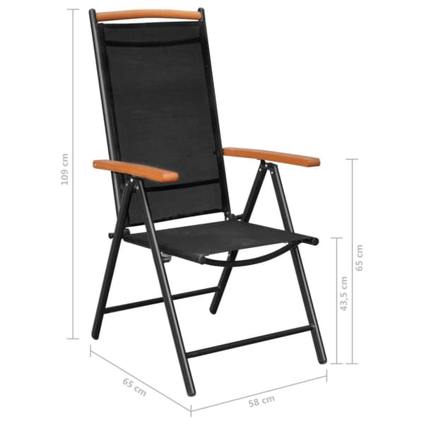 vidaXL Sammenleggbare hagestoler 4 stk aluminium og textilene svart