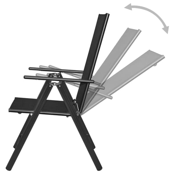 vidaXL foldbare havestole 4 stk. aluminium og textilene sort