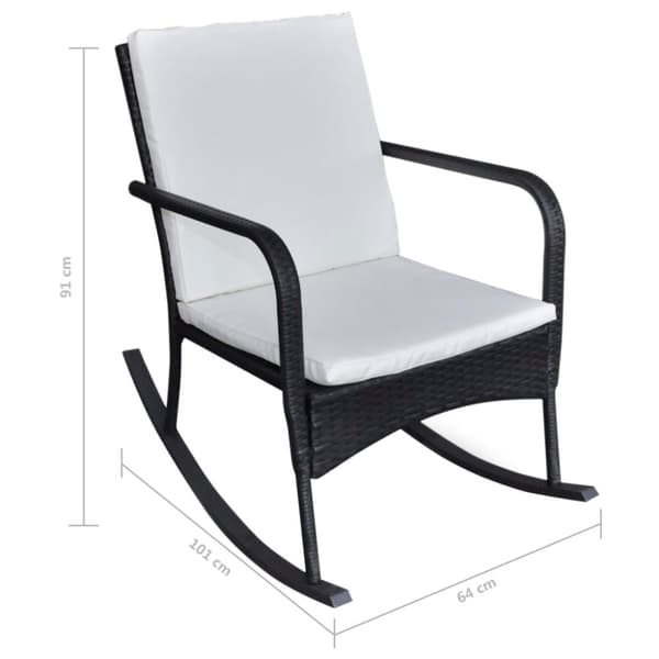 vidaXL udendørs gyngestol i polyrattan sort