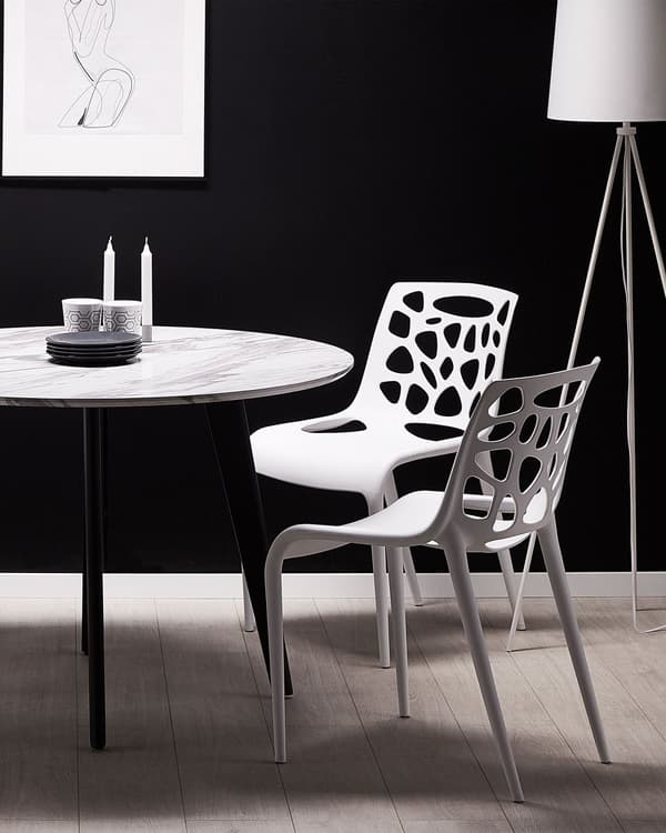 Trädgårdsstol Vit Plaststol Modern Design Matstol Stapelbar