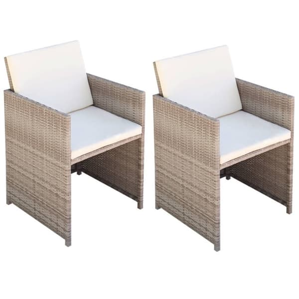 vidaXL havestole 2 stk. med hynder og puder polyrattan beige