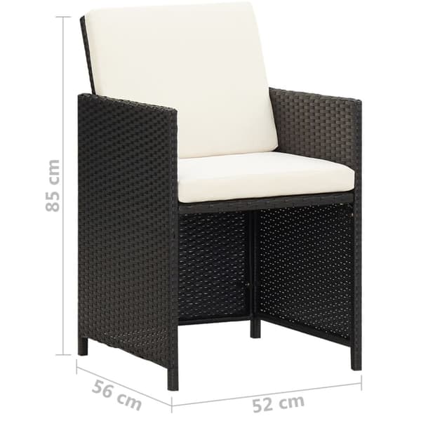 vidaXL havestole 2 stk. med hynder og puder polyrattan sort