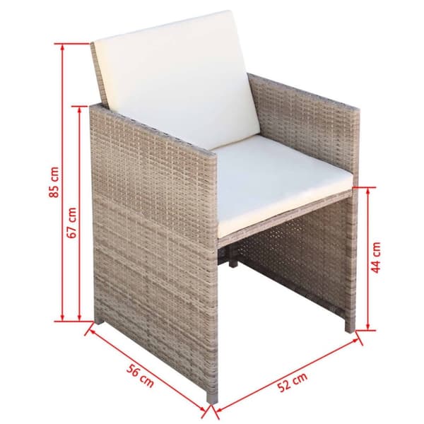 vidaXL Trädgårdsstolar 2 st med dynor och kuddar konstrotting beige