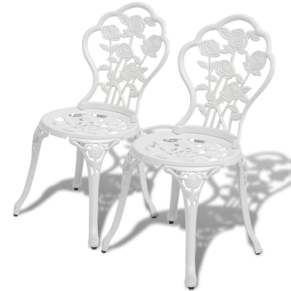 vidaXL bistrostole 2 stk. støbt aluminium hvid