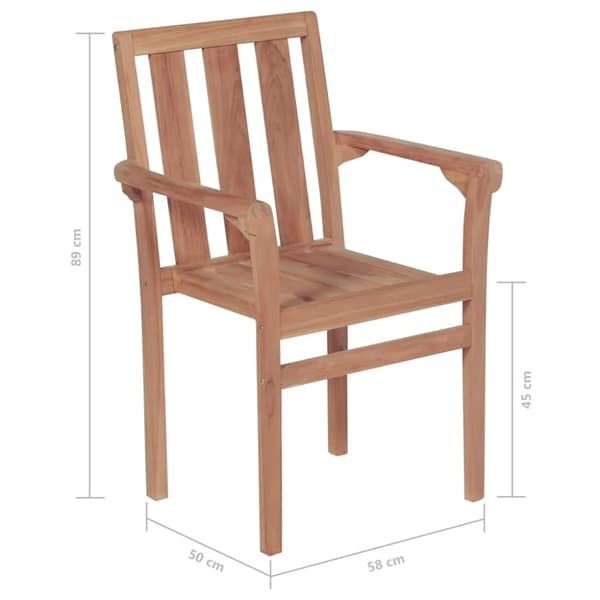 vidaXL Stapelbara trädgårdsstolar 2 st massiv teak