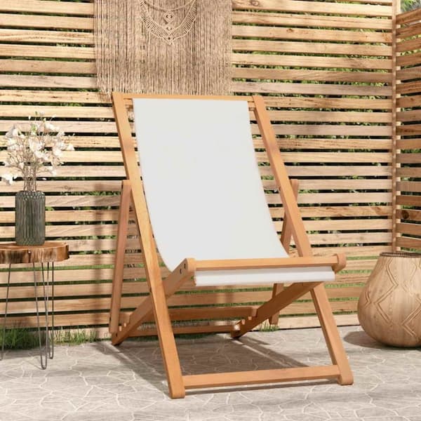 vidaXL dækstol 56x105x96 cm teak cremefarvet