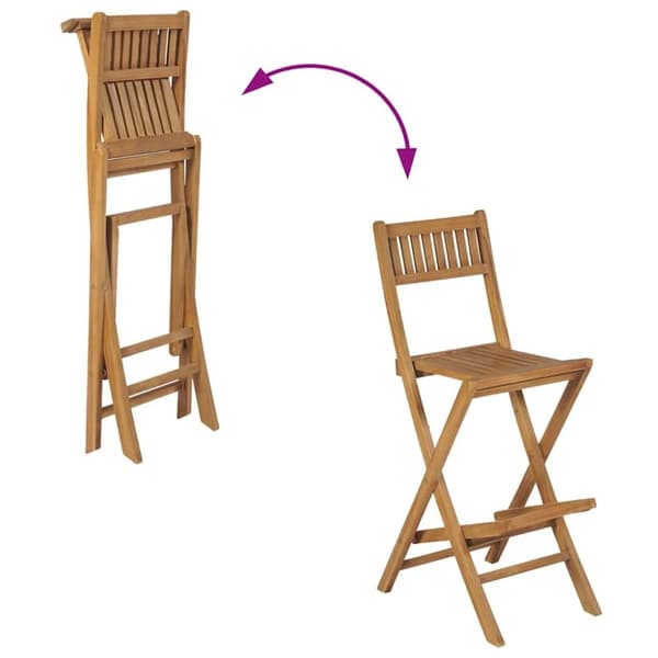vidaXL Hopfällbara barstolar 2 st massiv teak