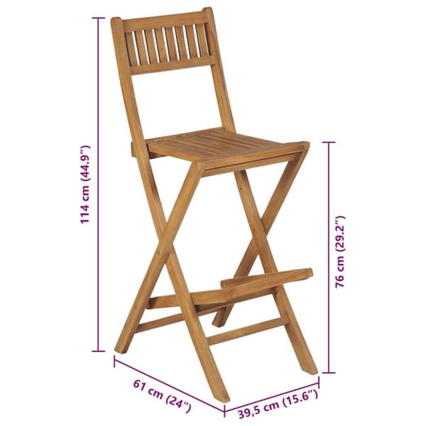 vidaXL Hopfällbara barstolar 2 st massiv teak