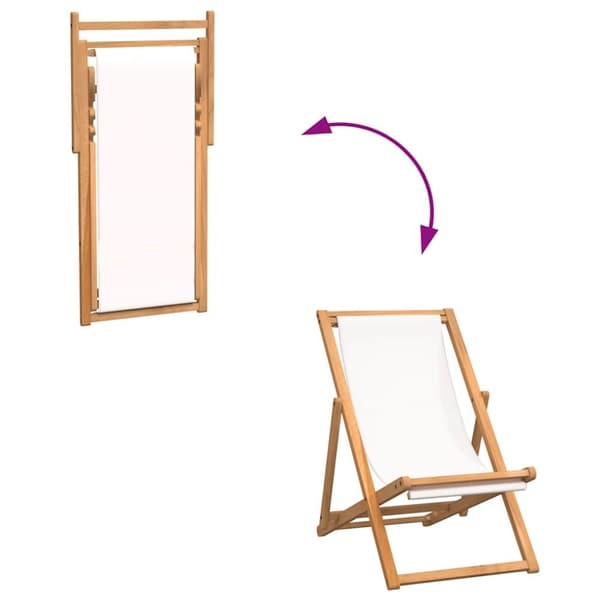 vidaXL Strandstol teakträ 56x105x96 cm gräddvit