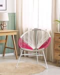 Miniatyrbild 4 av 11: Trädgårdsstol Vit/Beige/Rosa Konstrotting Rund Modern