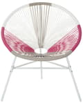 Miniatyrbild 5 av 11: Trädgårdsstol Vit/Beige/Rosa Konstrotting Rund Modern