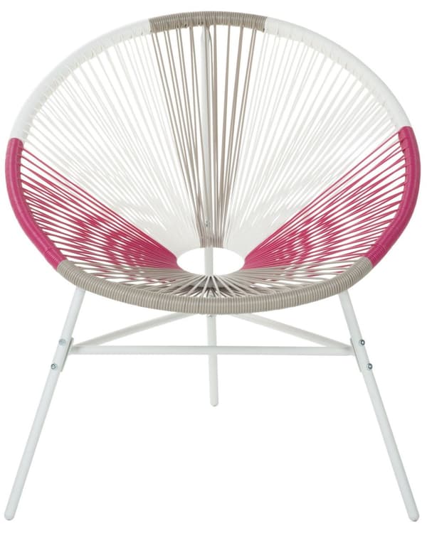 Trädgårdsstol Vit/Beige/Rosa Konstrotting Rund Modern