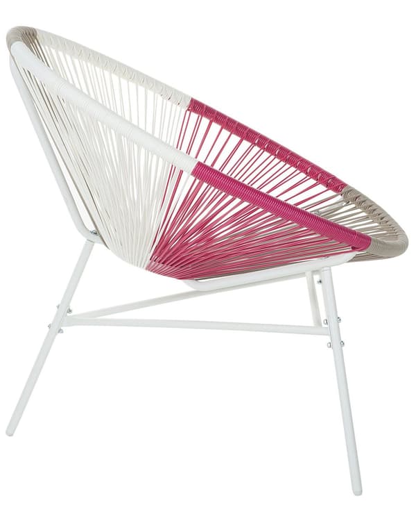 Trädgårdsstol Vit/Beige/Rosa Konstrotting Rund Modern