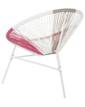 Miniatyrbild 8 av 11: Trädgårdsstol Vit/Beige/Rosa Konstrotting Rund Modern