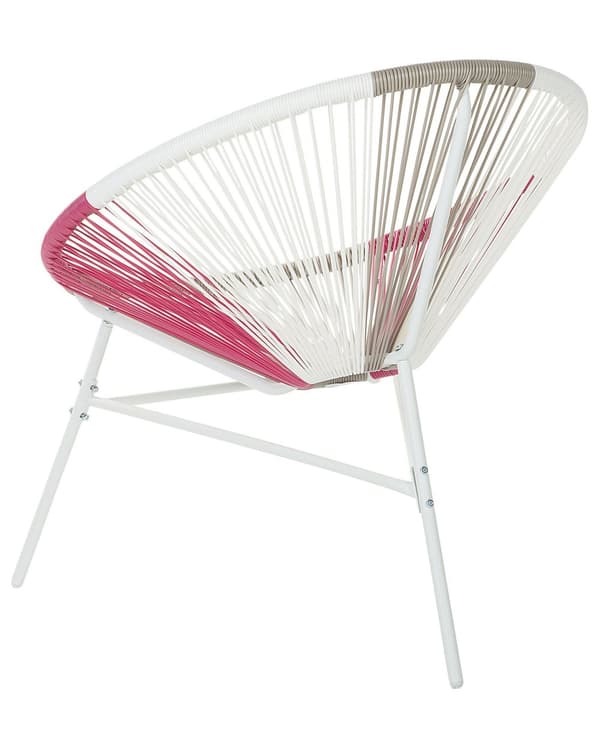Trädgårdsstol Vit/Beige/Rosa Konstrotting Rund Modern