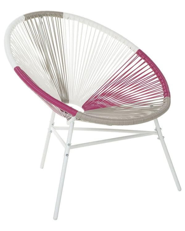 Trädgårdsstol Vit/Beige/Rosa Konstrotting Rund Modern