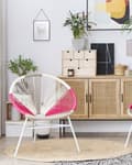 Miniatyrbild 4 av 11: Set av 2 Trädgårdsstolar Vit/Beige/Rosa Konstrotting Modern Vardagsrum